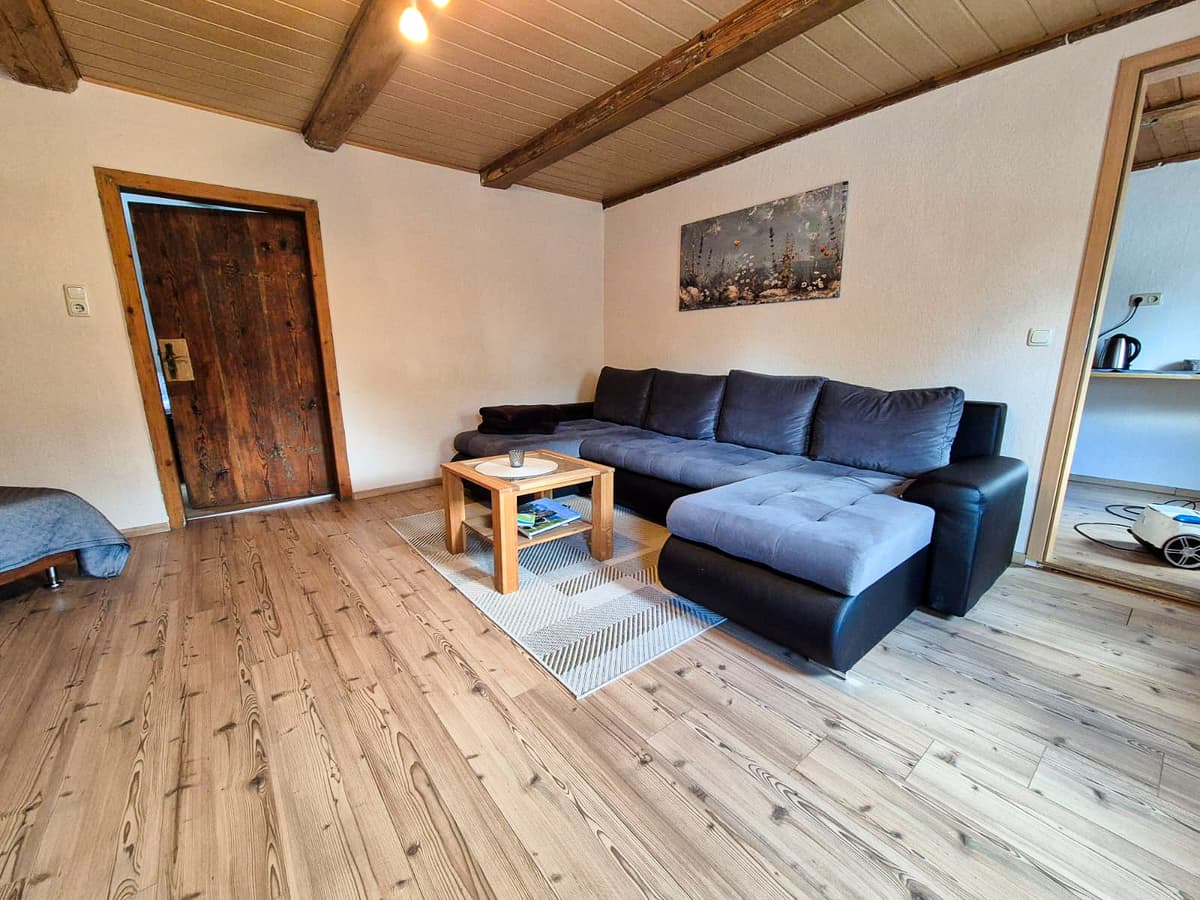Großzügiger Wohnbereich der großen Ferienwohnung
